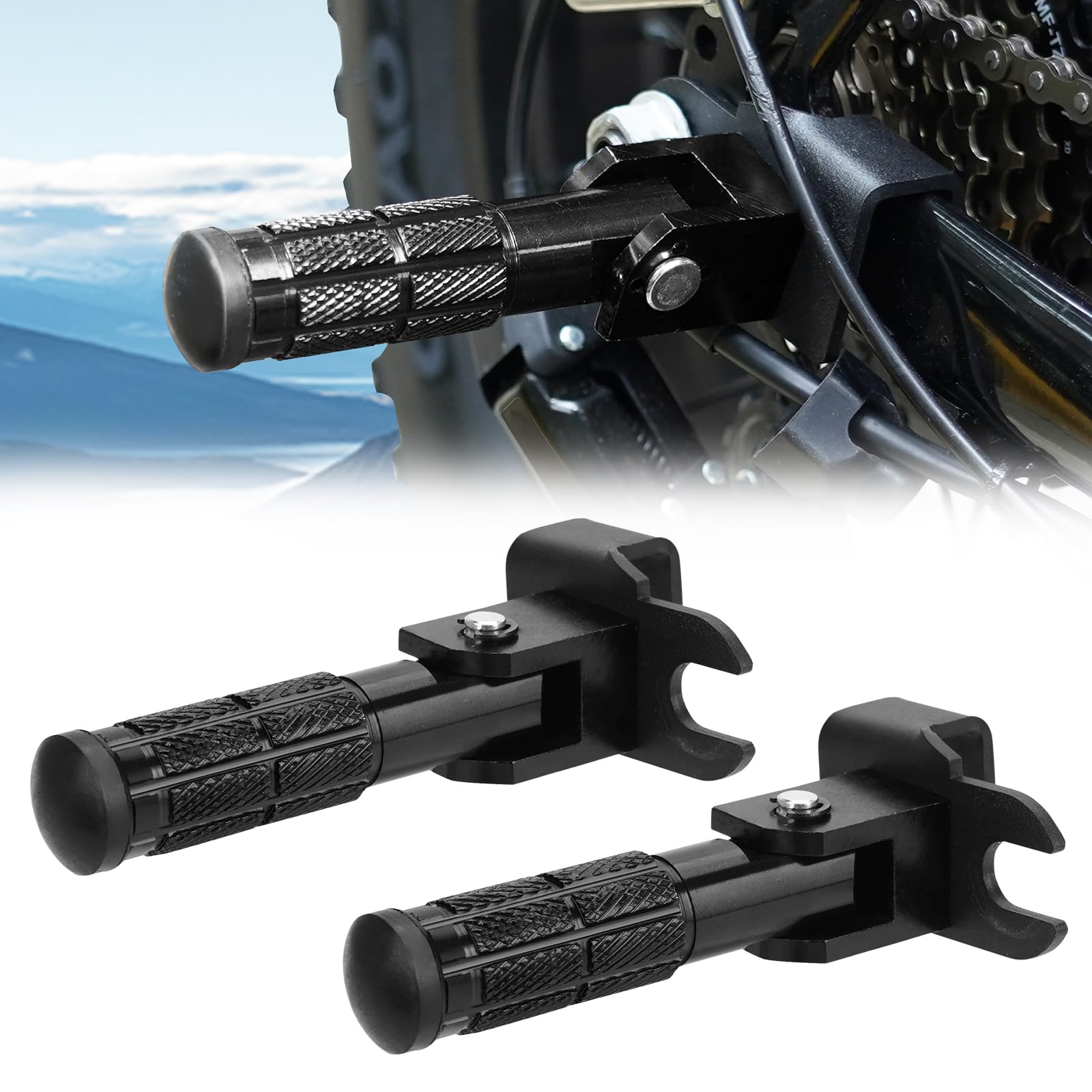 Upgraded Passenger Foot Pegs for Ridstar Q20/ Q20 PRO/ H20 PRO/ H26 PRO, Foldable Non-Slip Passenger Footrest Pegs With Mount Bracket, Rearsets Foot Rest