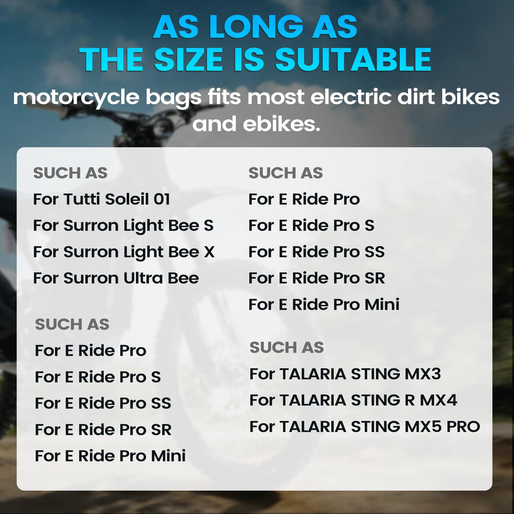 JFG RACING Frame Battery Bag for E Dirt Bike,Motorcycle Front Cover Storage for Electric Dirtbike Tutti Soleil 01/Surron Light Ultra Hyper Bee/E Ride Pro S SS SR/Talaria MX3 MX4 MX5 Ebike Accessories