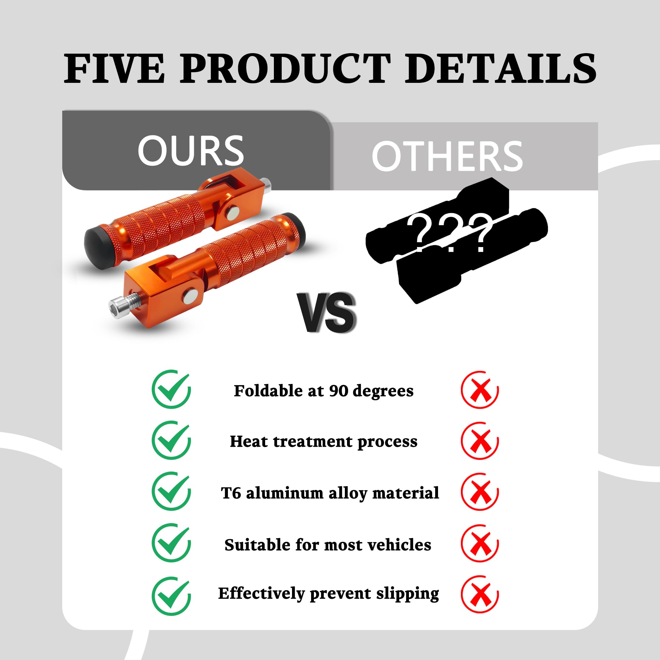 M8 Universal CNC Motorcycle Foot Pegs Degree Foldable Bike Pegs Aluminum Fit Electric Car Motorbike Scooter Mini Bike Ebike Dirt Bike Go Kart Honda Yamaha Suzuki Aprilia Super73 (Black, Type A)