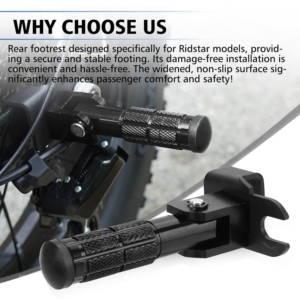 Upgraded Passenger Foot Pegs for Ridstar Q20/ Q20 PRO/ H20 PRO/ H26 PRO, Foldable Non-Slip Passenger Footrest Pegs With Mount Bracket, Rearsets Foot Rest