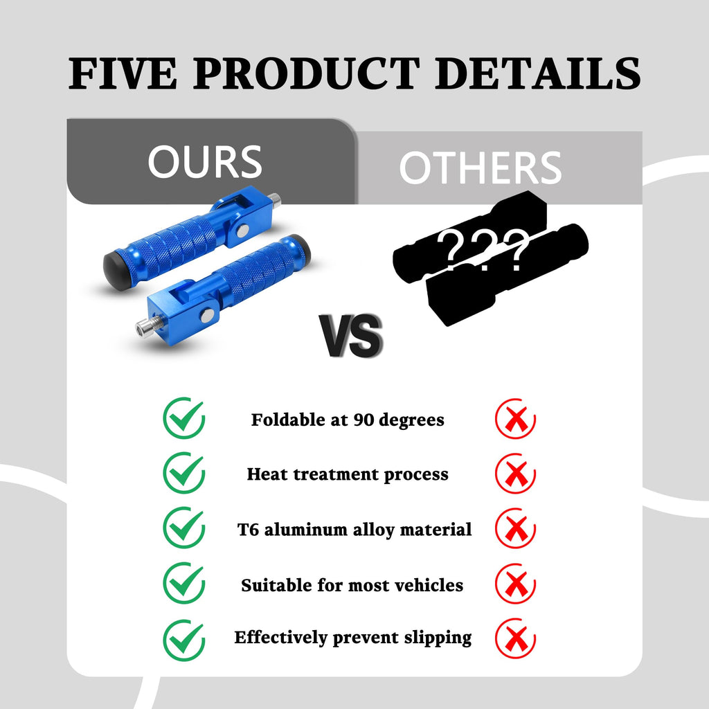 M8 Universal CNC Motorcycle Foot Pegs Degree Foldable Bike Pegs Aluminum Fit Electric Car Motorbike Scooter Mini Bike Ebike Dirt Bike Go Kart Honda Yamaha Suzuki Aprilia Super73 (Black, Type A)