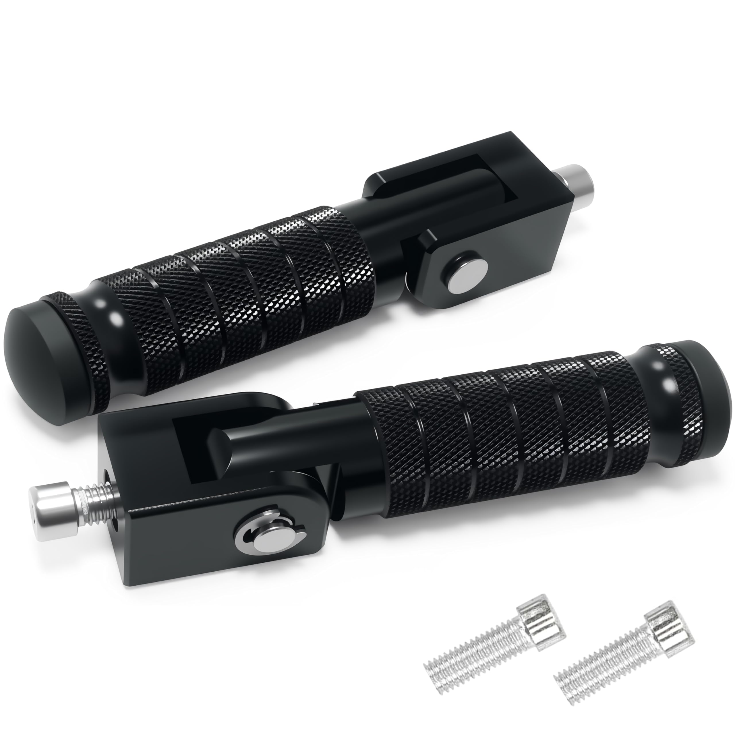 M8 Universal CNC Motorcycle Foot Pegs Degree Foldable Bike Pegs Aluminum Fit Electric Car Motorbike Scooter Mini Bike Ebike Dirt Bike Go Kart Honda Yamaha Suzuki Aprilia Super73 (Black, Type A)