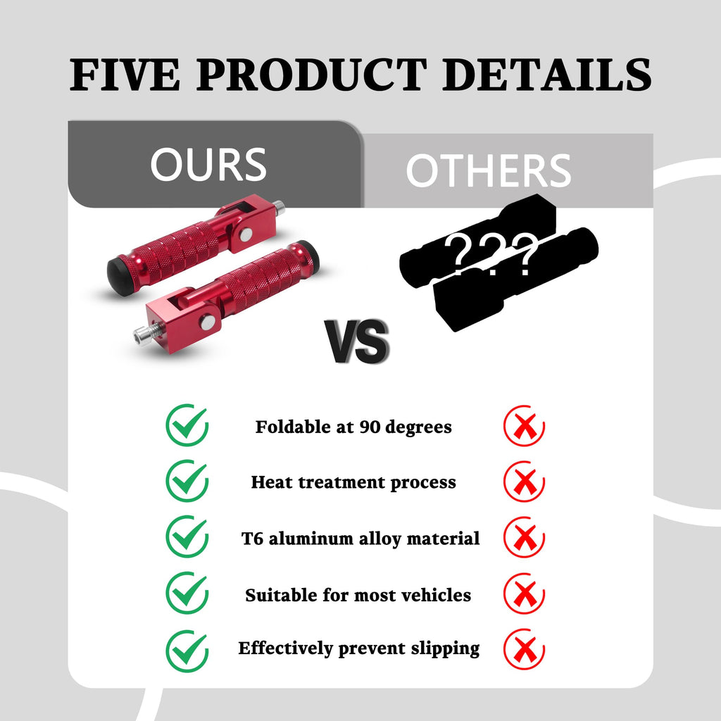 M8 Universal CNC Motorcycle Foot Pegs Degree Foldable Bike Pegs Aluminum Fit Electric Car Motorbike Scooter Mini Bike Ebike Dirt Bike Go Kart Honda Yamaha Suzuki Aprilia Super73 (Black, Type A)