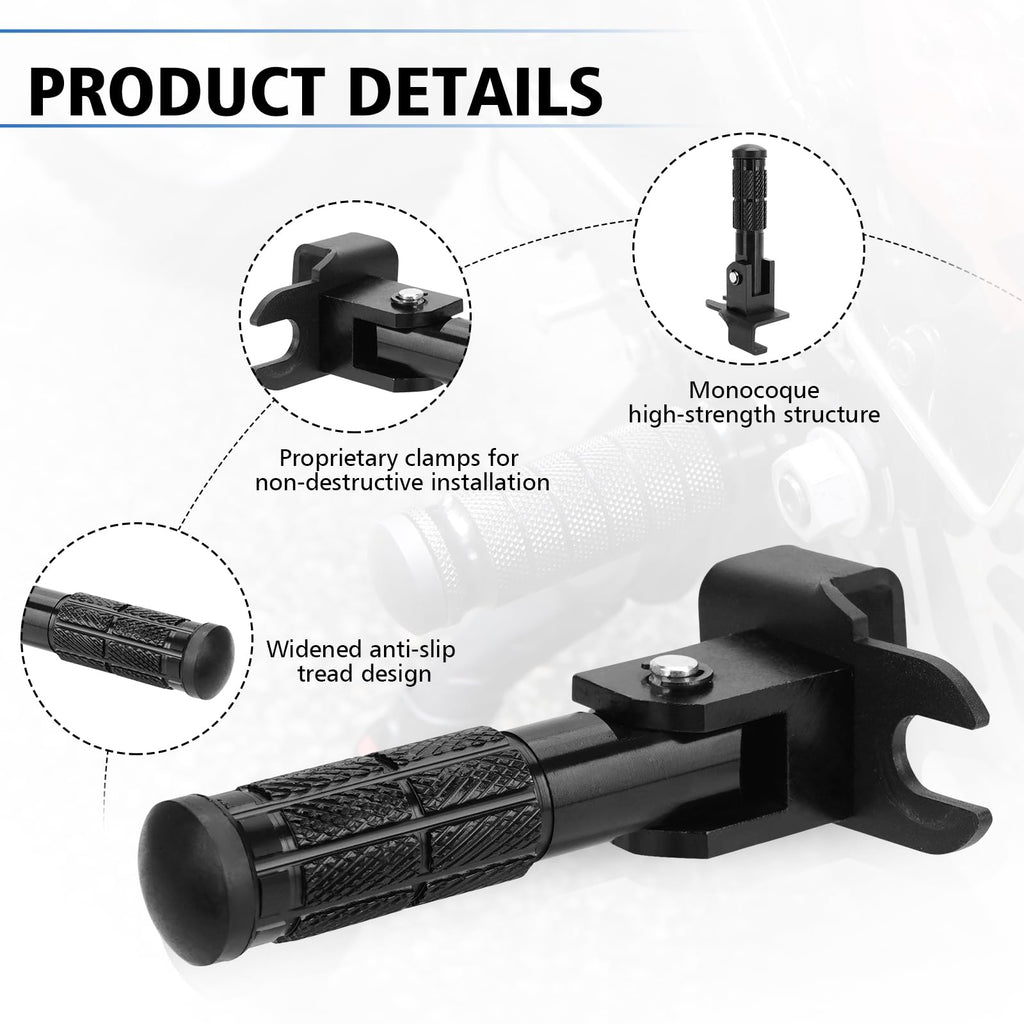 Upgraded Passenger Foot Pegs for Ridstar Q20/ Q20 PRO/ H20 PRO/ H26 PRO, Foldable Non-Slip Passenger Footrest Pegs With Mount Bracket, Rearsets Foot Rest