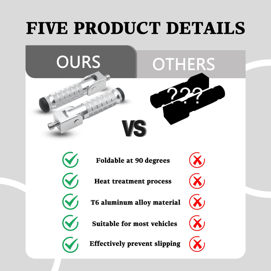 M8 Universal CNC Motorcycle Foot Pegs Degree Foldable Bike Pegs Aluminum Fit Electric Car Motorbike Scooter Mini Bike Ebike Dirt Bike Go Kart Honda Yamaha Suzuki Aprilia Super73 (Black, Type A)