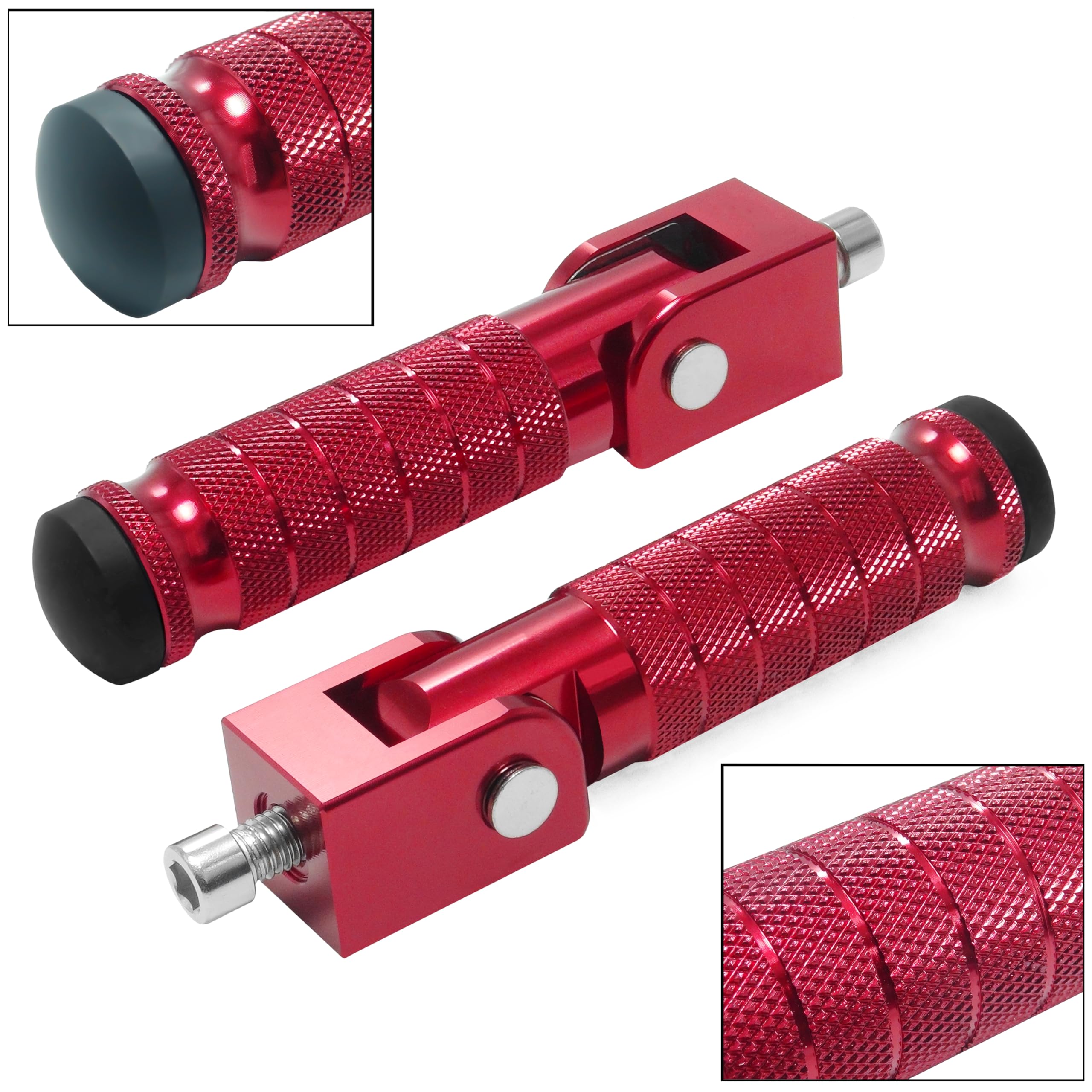 M8 Universal CNC Motorcycle Foot Pegs Degree Foldable Bike Pegs Aluminum Fit Electric Car Motorbike Scooter Mini Bike Ebike Dirt Bike Go Kart Honda Yamaha Suzuki Aprilia Super73 (Black, Type A)