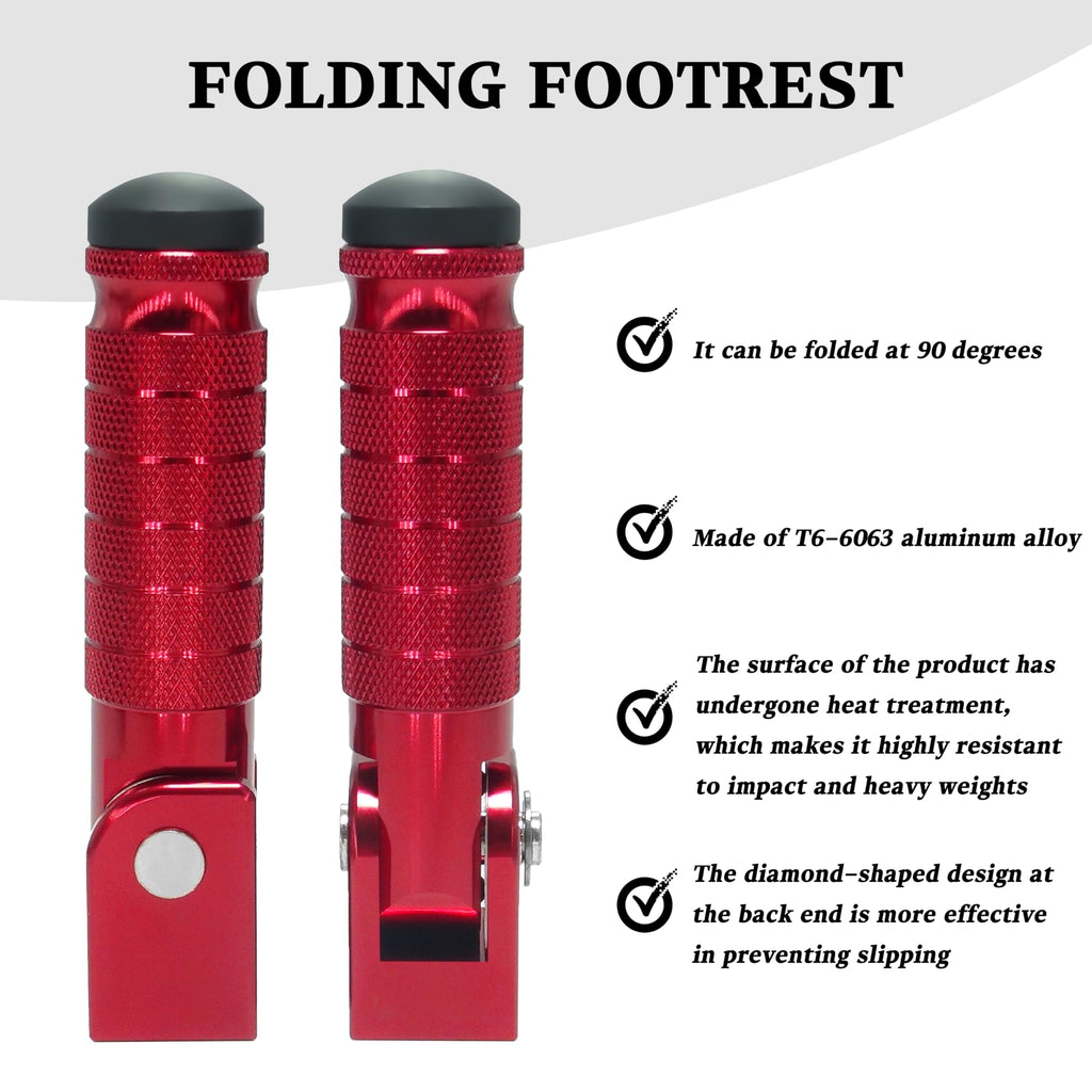 M8 Universal CNC Motorcycle Foot Pegs Degree Foldable Bike Pegs Aluminum Fit Electric Car Motorbike Scooter Mini Bike Ebike Dirt Bike Go Kart Honda Yamaha Suzuki Aprilia Super73 (Black, Type A)