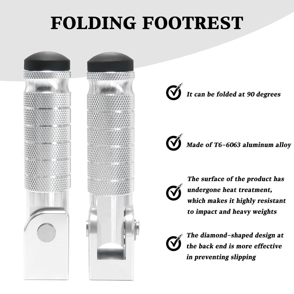 M8 Universal CNC Motorcycle Foot Pegs Degree Foldable Bike Pegs Aluminum Fit Electric Car Motorbike Scooter Mini Bike Ebike Dirt Bike Go Kart Honda Yamaha Suzuki Aprilia Super73 (Black, Type A)