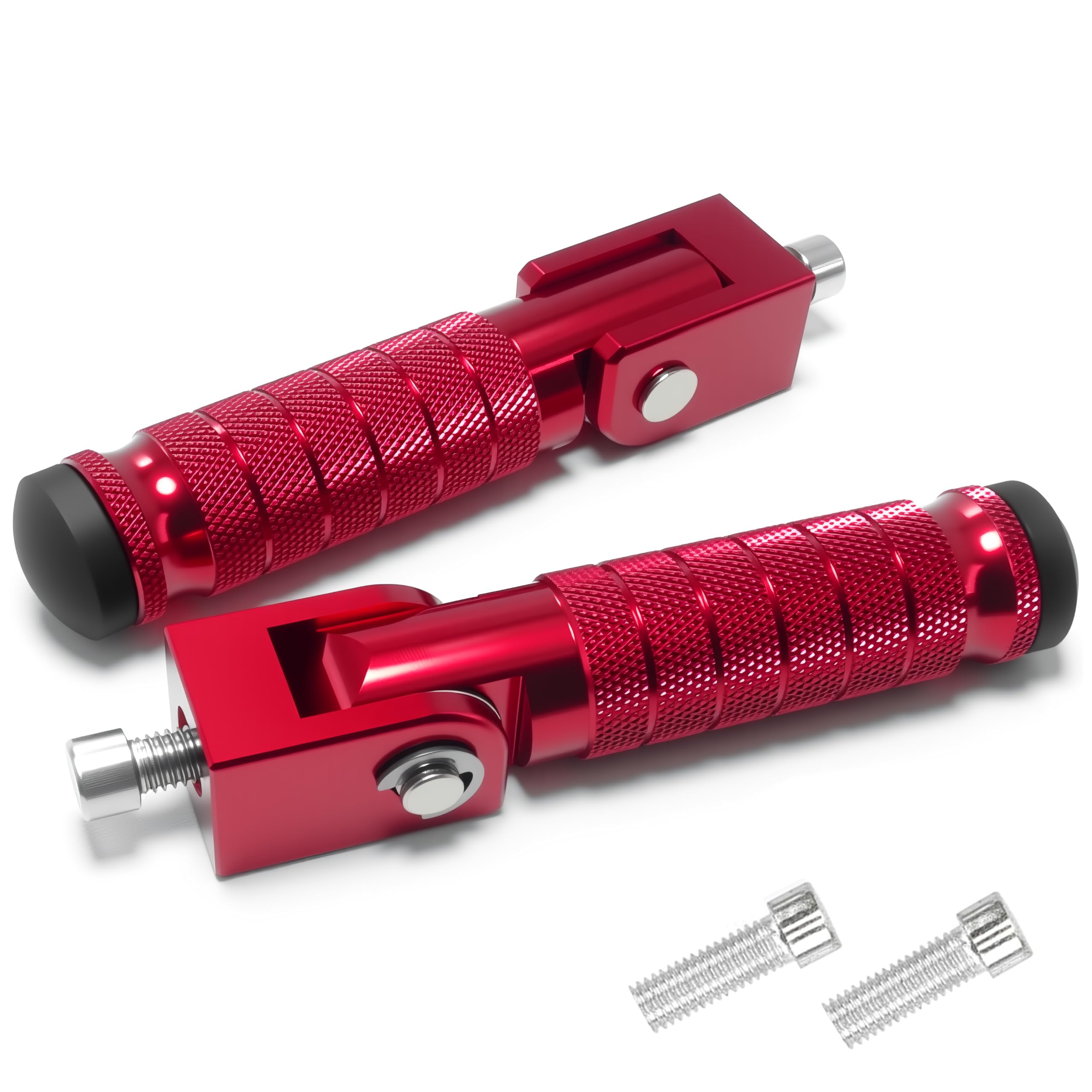 M8 Universal CNC Motorcycle Foot Pegs Degree Foldable Bike Pegs Aluminum Fit Electric Car Motorbike Scooter Mini Bike Ebike Dirt Bike Go Kart Honda Yamaha Suzuki Aprilia Super73 (Black, Type A)