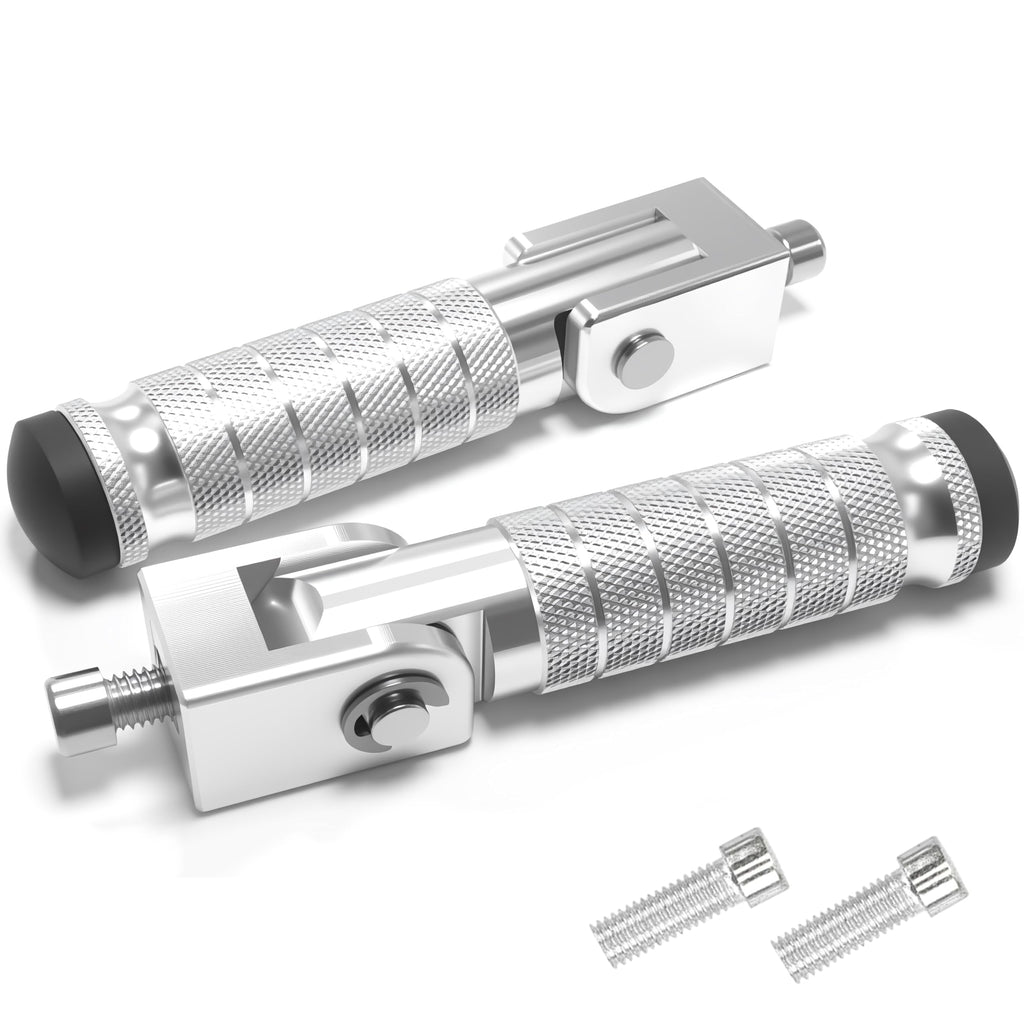 M8 Universal CNC Motorcycle Foot Pegs Degree Foldable Bike Pegs Aluminum Fit Electric Car Motorbike Scooter Mini Bike Ebike Dirt Bike Go Kart Honda Yamaha Suzuki Aprilia Super73 (Black, Type A)