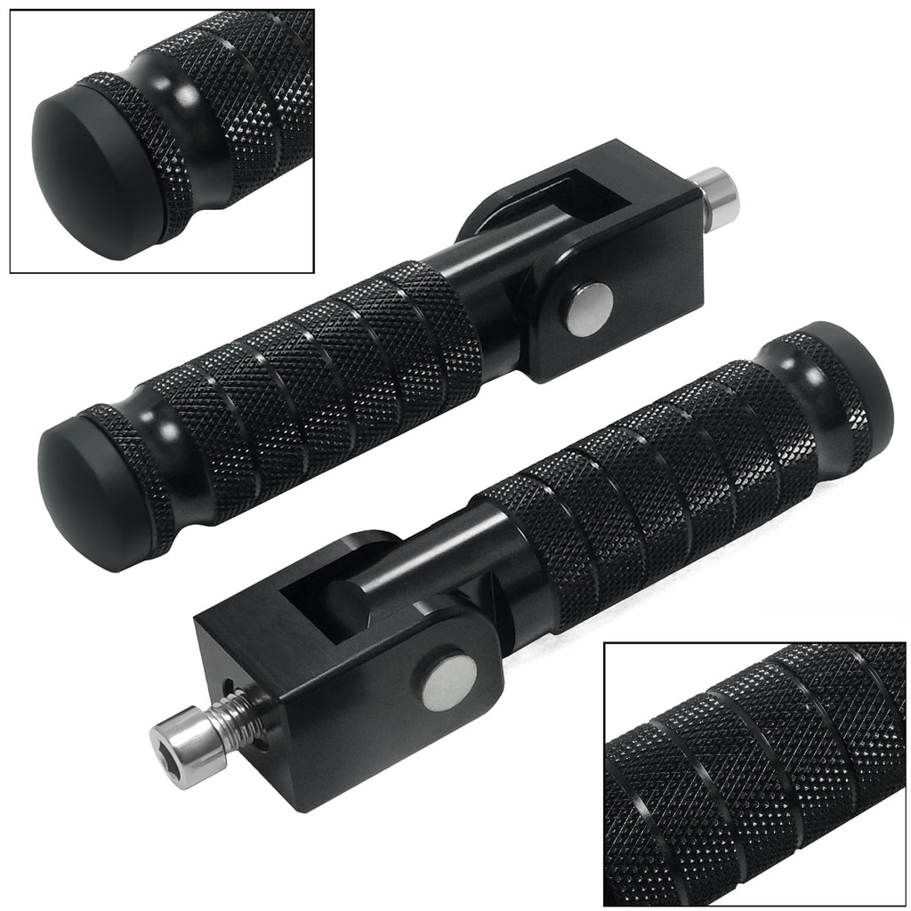 M8 Universal CNC Motorcycle Foot Pegs Degree Foldable Bike Pegs Aluminum Fit Electric Car Motorbike Scooter Mini Bike Ebike Dirt Bike Go Kart Honda Yamaha Suzuki Aprilia Super73 (Black, Type A)