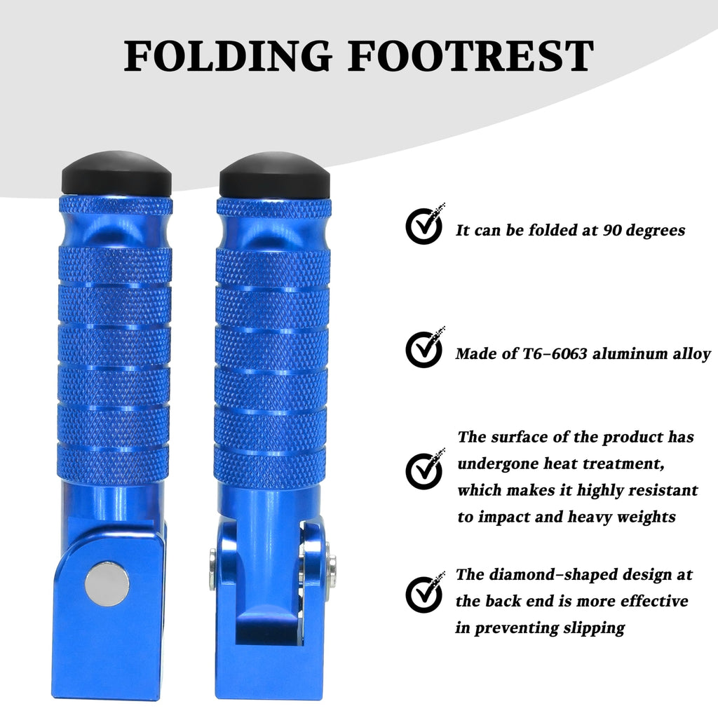 M8 Universal CNC Motorcycle Foot Pegs Degree Foldable Bike Pegs Aluminum Fit Electric Car Motorbike Scooter Mini Bike Ebike Dirt Bike Go Kart Honda Yamaha Suzuki Aprilia Super73 (Black, Type A)