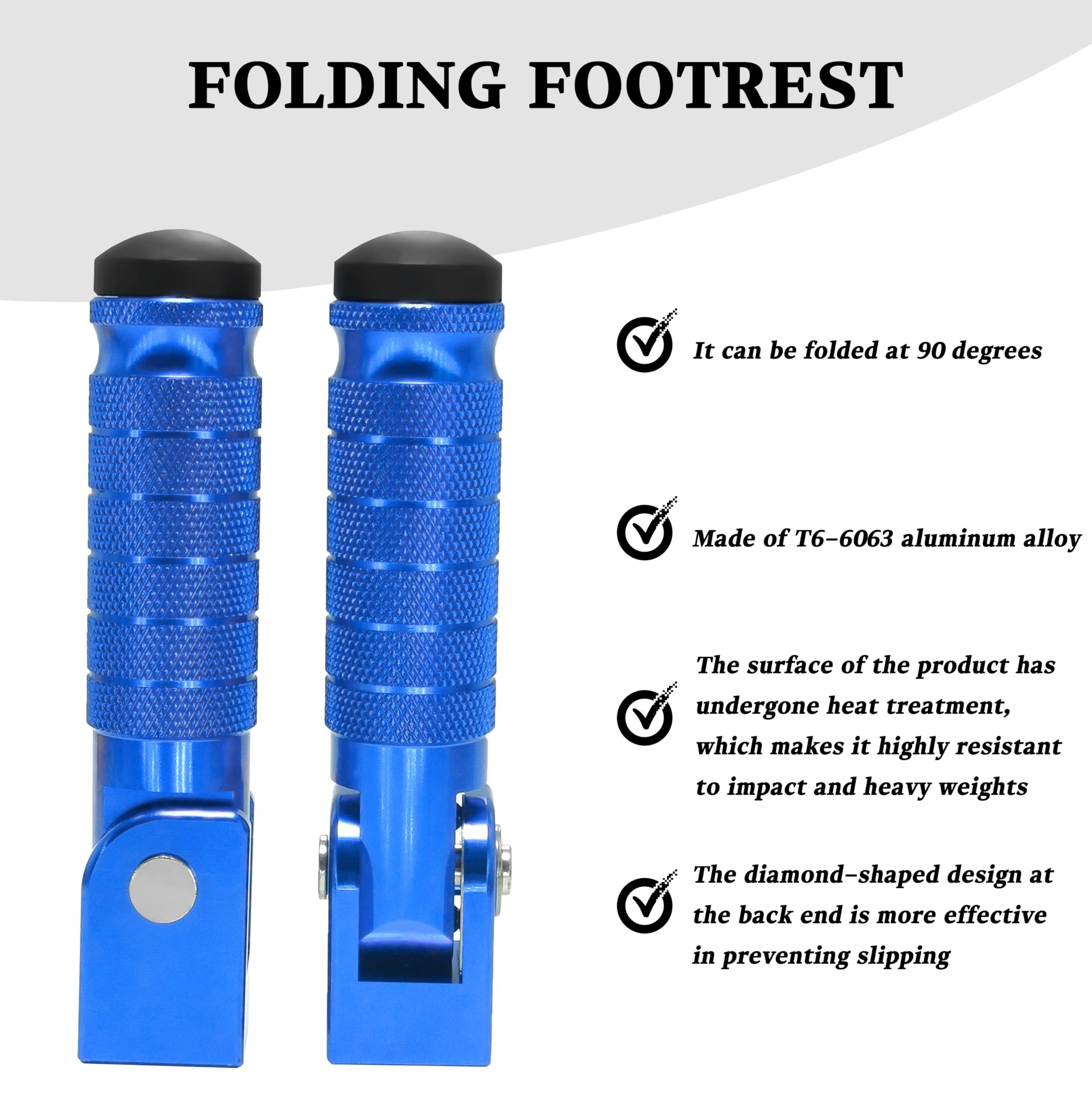 M8 Universal CNC Motorcycle Foot Pegs Degree Foldable Bike Pegs Aluminum Fit Electric Car Motorbike Scooter Mini Bike Ebike Dirt Bike Go Kart Honda Yamaha Suzuki Aprilia Super73 (Black, Type A)