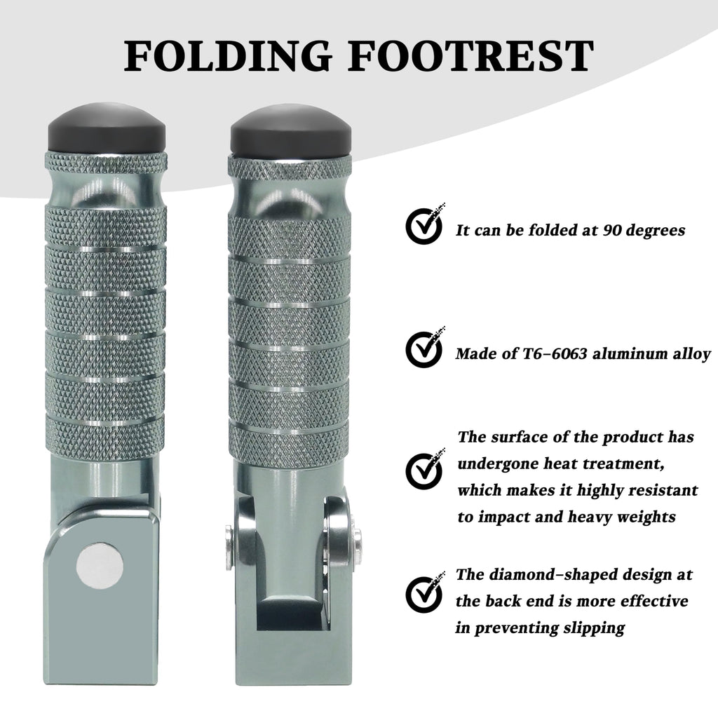 M8 Universal CNC Motorcycle Foot Pegs Degree Foldable Bike Pegs Aluminum Fit Electric Car Motorbike Scooter Mini Bike Ebike Dirt Bike Go Kart Honda Yamaha Suzuki Aprilia Super73 (Black, Type A)