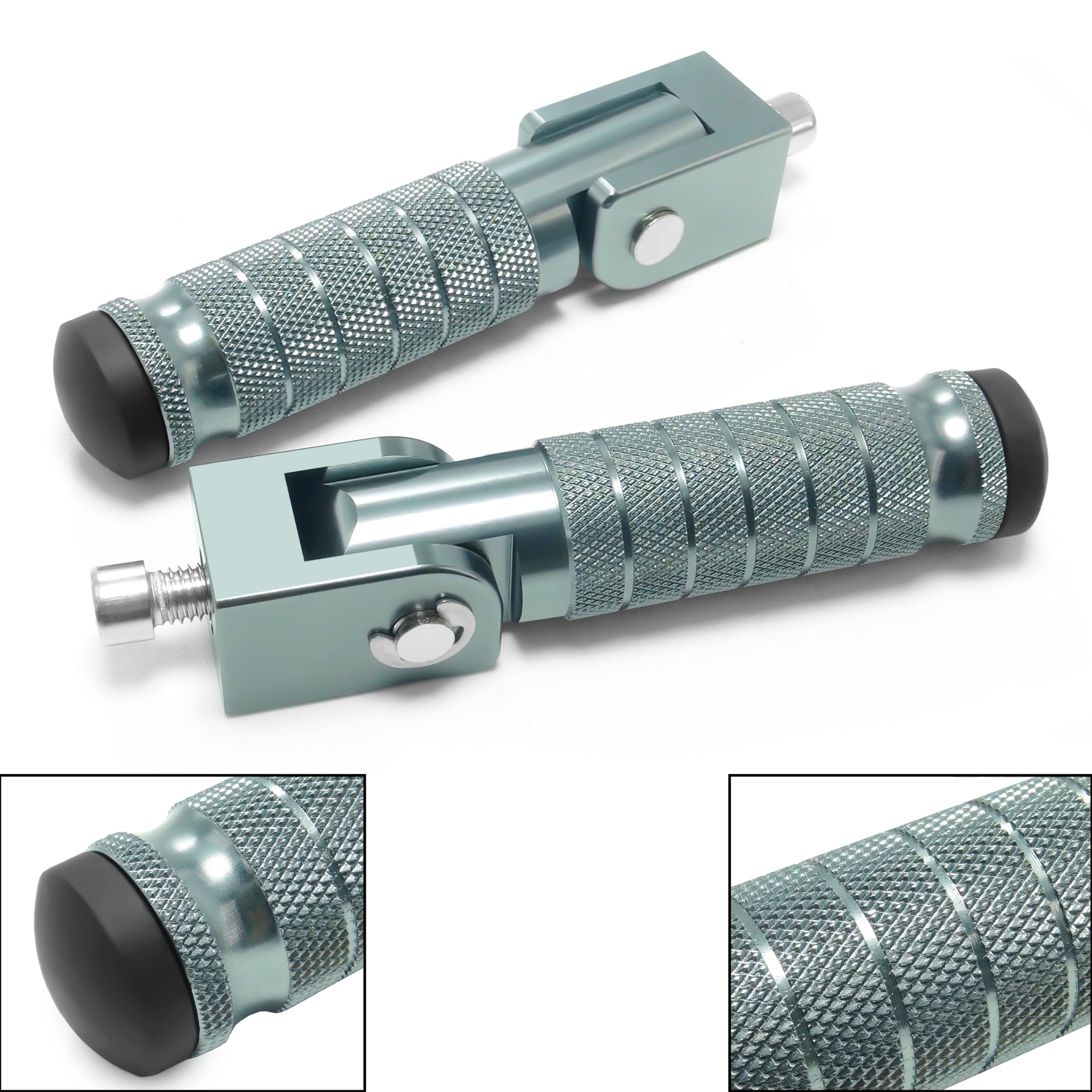 M8 Universal CNC Motorcycle Foot Pegs Degree Foldable Bike Pegs Aluminum Fit Electric Car Motorbike Scooter Mini Bike Ebike Dirt Bike Go Kart Honda Yamaha Suzuki Aprilia Super73 (Black, Type A)