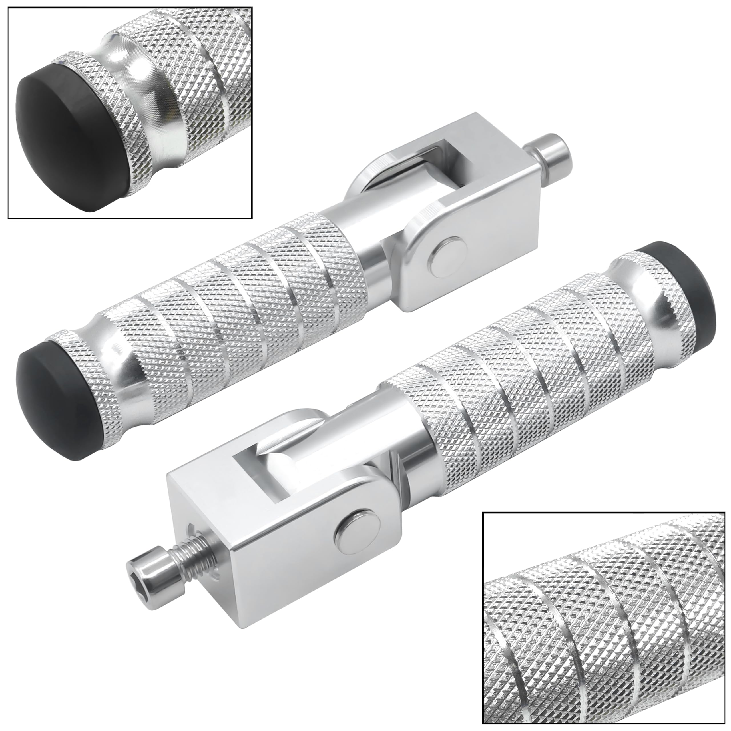 M8 Universal CNC Motorcycle Foot Pegs Degree Foldable Bike Pegs Aluminum Fit Electric Car Motorbike Scooter Mini Bike Ebike Dirt Bike Go Kart Honda Yamaha Suzuki Aprilia Super73 (Black, Type A)