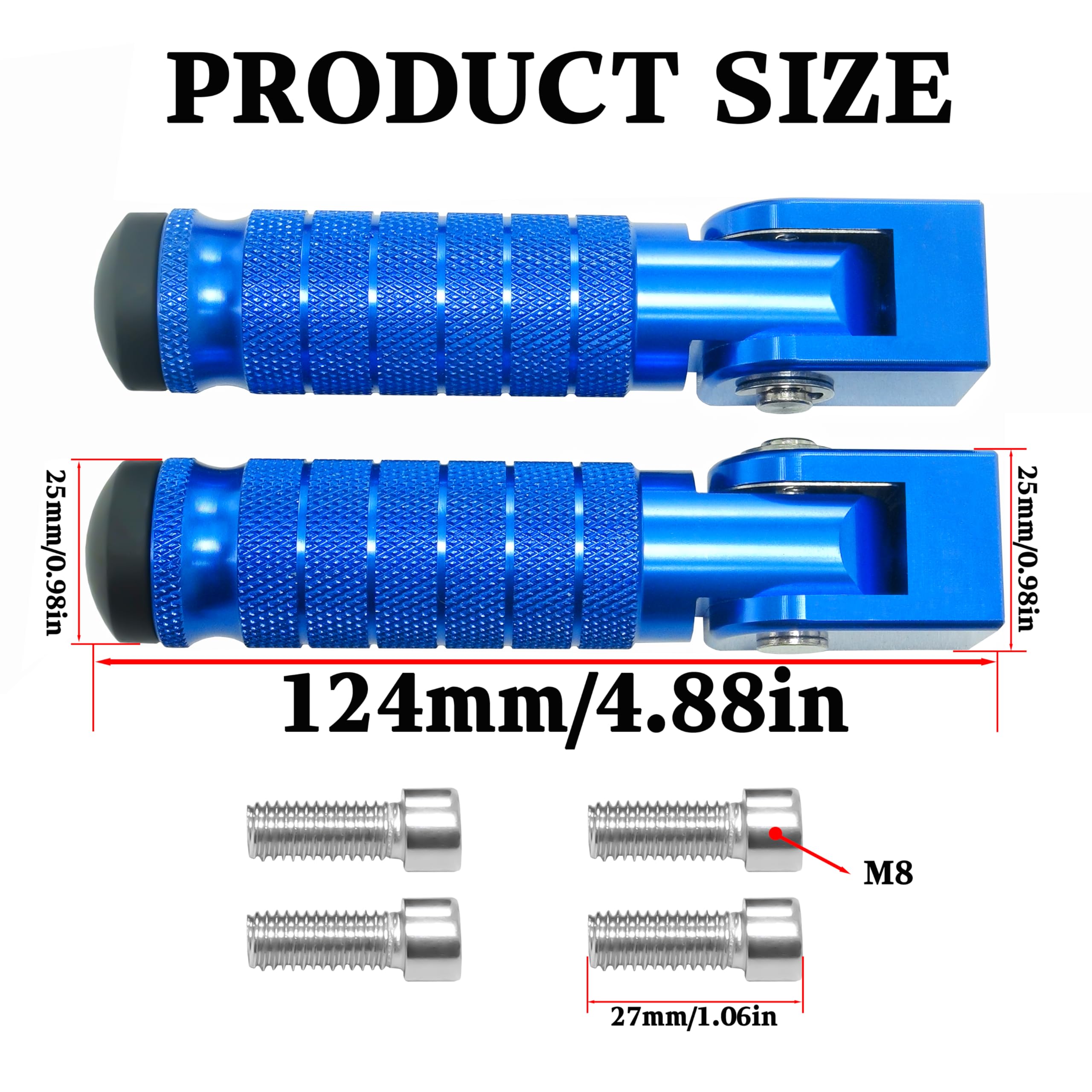 M8 Universal CNC Motorcycle Foot Pegs Degree Foldable Bike Pegs Aluminum Fit Electric Car Motorbike Scooter Mini Bike Ebike Dirt Bike Go Kart Honda Yamaha Suzuki Aprilia Super73 (Black, Type A)