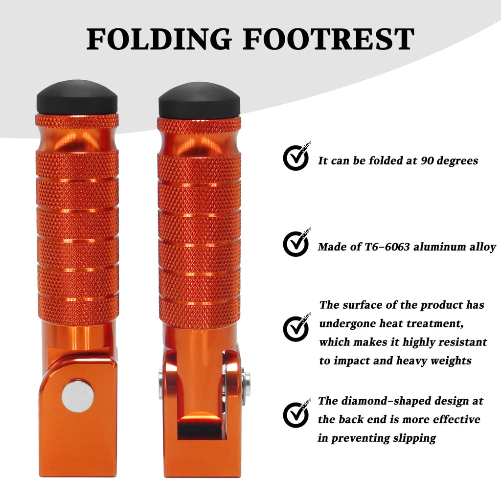 M8 Universal CNC Motorcycle Foot Pegs Degree Foldable Bike Pegs Aluminum Fit Electric Car Motorbike Scooter Mini Bike Ebike Dirt Bike Go Kart Honda Yamaha Suzuki Aprilia Super73 (Black, Type A)