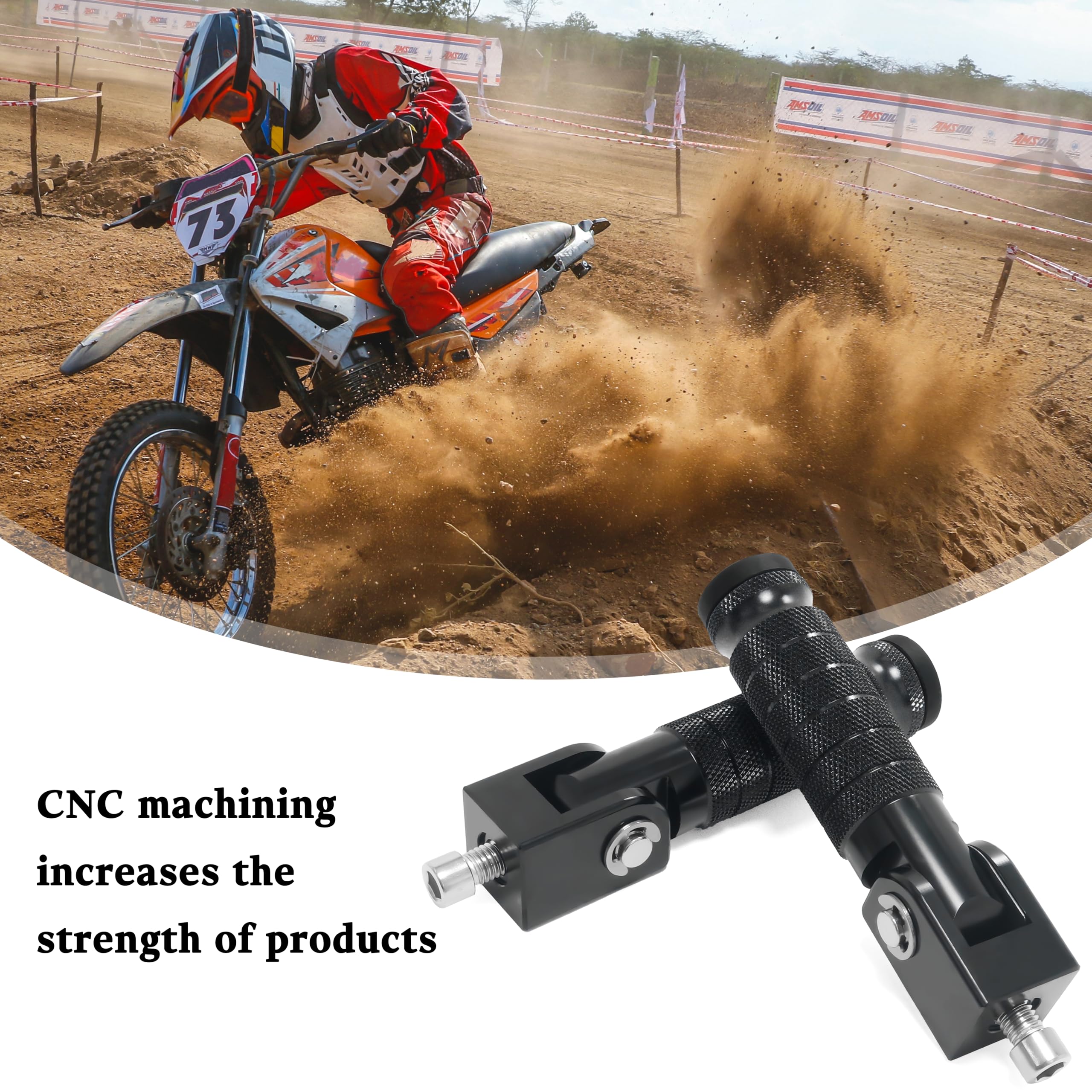 M8 Universal CNC Motorcycle Foot Pegs Degree Foldable Bike Pegs Aluminum Fit Electric Car Motorbike Scooter Mini Bike Ebike Dirt Bike Go Kart Honda Yamaha Suzuki Aprilia Super73 (Black, Type A)