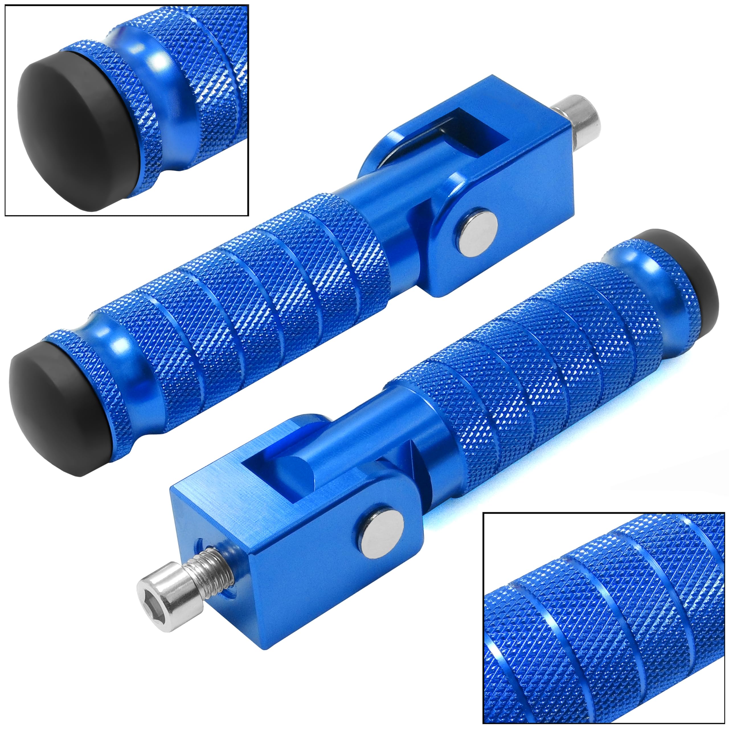 M8 Universal CNC Motorcycle Foot Pegs Degree Foldable Bike Pegs Aluminum Fit Electric Car Motorbike Scooter Mini Bike Ebike Dirt Bike Go Kart Honda Yamaha Suzuki Aprilia Super73 (Black, Type A)