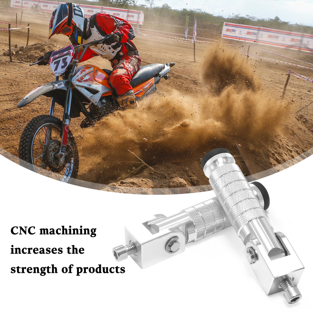 M8 Universal CNC Motorcycle Foot Pegs Degree Foldable Bike Pegs Aluminum Fit Electric Car Motorbike Scooter Mini Bike Ebike Dirt Bike Go Kart Honda Yamaha Suzuki Aprilia Super73 (Black, Type A)