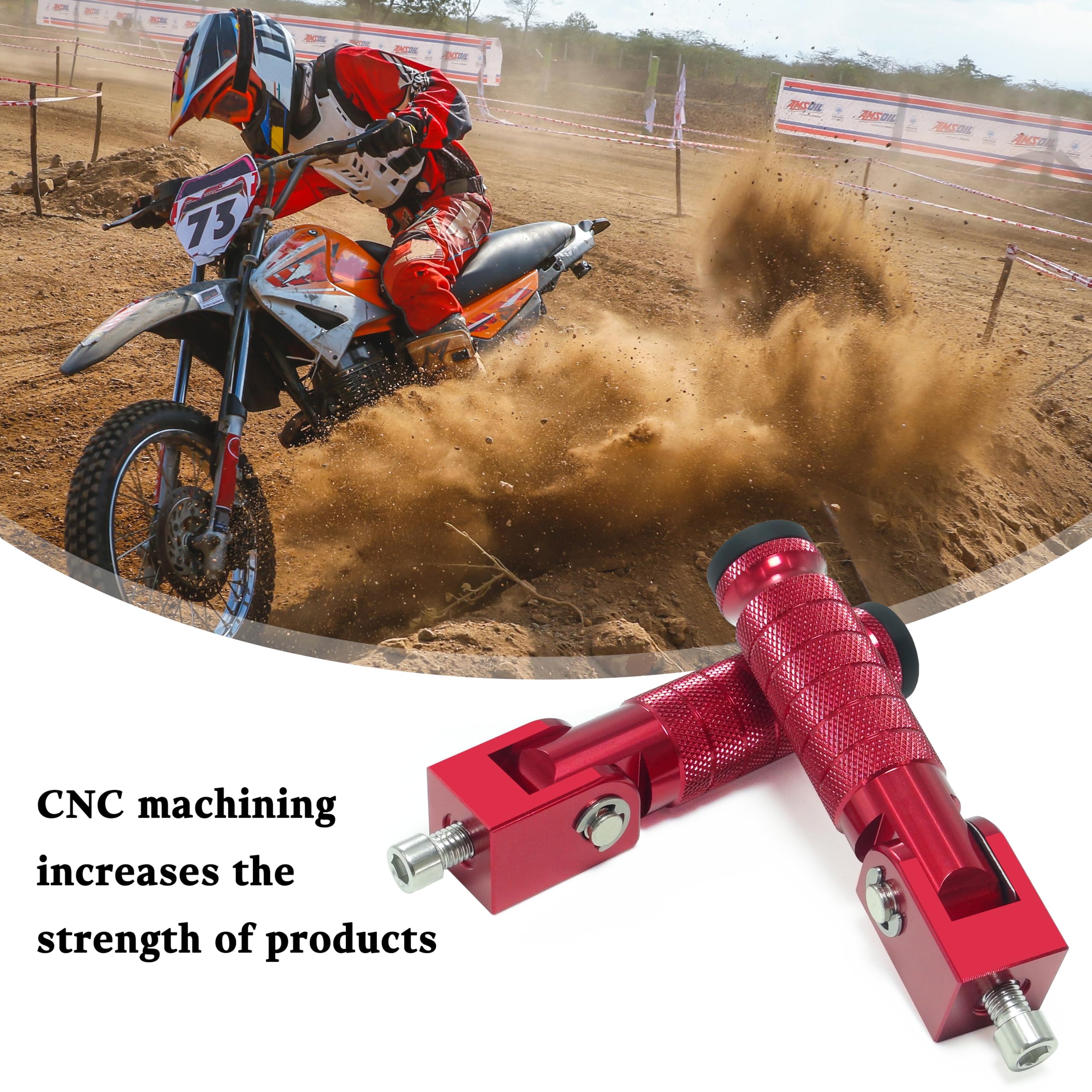 M8 Universal CNC Motorcycle Foot Pegs Degree Foldable Bike Pegs Aluminum Fit Electric Car Motorbike Scooter Mini Bike Ebike Dirt Bike Go Kart Honda Yamaha Suzuki Aprilia Super73 (Black, Type A)