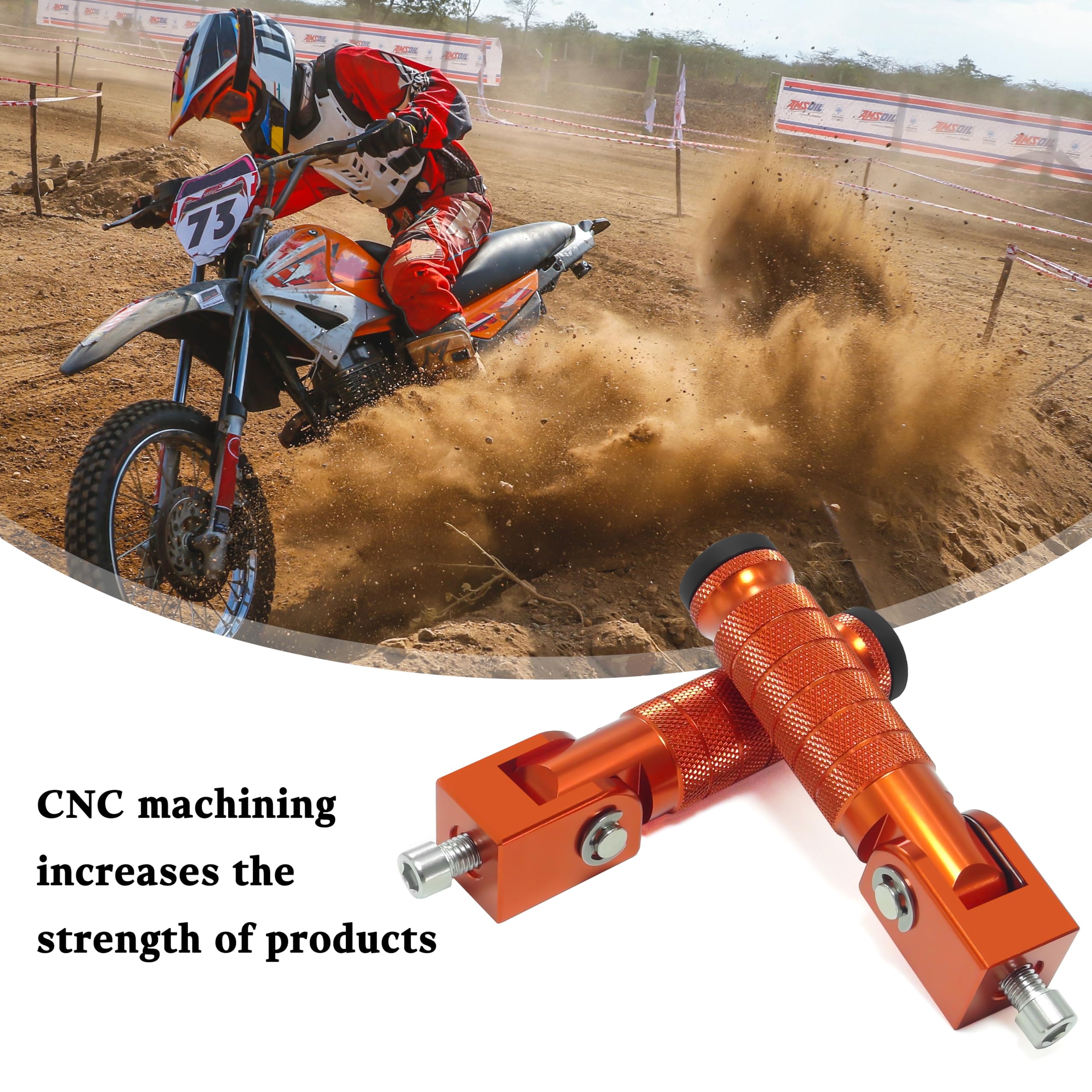 M8 Universal CNC Motorcycle Foot Pegs Degree Foldable Bike Pegs Aluminum Fit Electric Car Motorbike Scooter Mini Bike Ebike Dirt Bike Go Kart Honda Yamaha Suzuki Aprilia Super73 (Black, Type A)